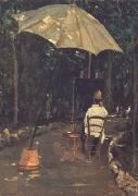 Silvestro lega Angiolo Tommasi Painting in a Garden (nn02) oil painting artist